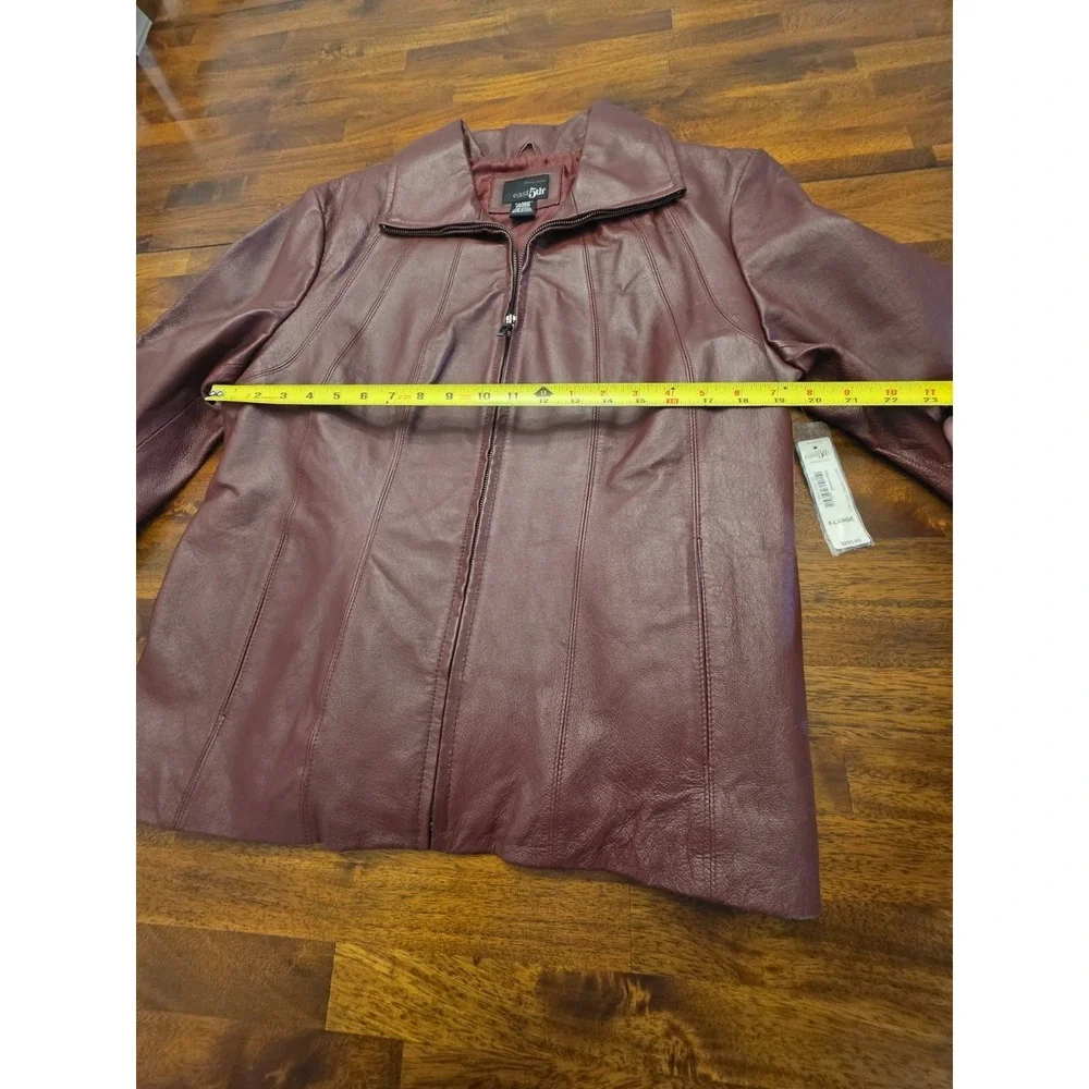 East 5th‎ Women's Red Burgundy Leather  Jacket XL New With Tag Genx Genz Y2k